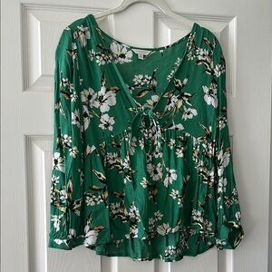 Lucky Brand Floral Tie-Front Blouse